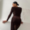 Dress sexy round neck long sleeved pleated ribbon slim fit hip hugging dress
