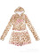 Fashion casual set with letter print hooded zipper top, tight pants two-piece set