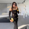 Hot selling pleated long sleeved women's long skirt, fashionable and sexy, hip hugging slim fit dress