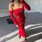 Hot selling pleated long sleeved women's long skirt, fashionable and sexy, hip hugging slim fit dress