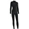 Fashionable and sexy zipper solid color leggings long sleeved round neck tight jumpsuit