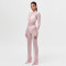 Sexy women's lace suit round neck long sleeved top slim fit waist cinching perspective two-piece set