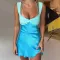 New women's sexy short skirt with patchwork suspender, backless satin sleeveless slim fit dress