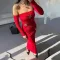 Hot selling pleated long sleeved women's long skirt, fashionable and sexy, hip hugging slim fit dress