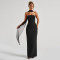 New strapless and waist cinching women's long dress with elegant ribbons, backless and sexy hip hugging dress
