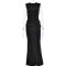 Spring sexy satin patchwork long dress elegant slim fit sleeveless pleated solid color dress