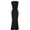 Spring sexy satin patchwork long dress elegant slim fit sleeveless pleated solid color dress