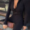 Fashionable and sexy zipper solid color leggings long sleeved round neck tight jumpsuit