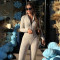 Fashionable and sexy zipper solid color leggings long sleeved round neck tight jumpsuit