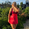 New women's sexy short skirt with patchwork suspender, backless satin sleeveless slim fit dress