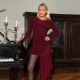 Dress sexy round neck long sleeved pleated ribbon slim fit hip hugging dress