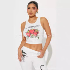 Women's fashion casual positioning printed vest and pants set
