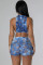 Women's fashion printed shorts set, sexy and tight fitting
