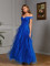Solid color one shoulder strapless mesh long elegant slim fit banquet evening gown