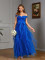 Solid color one shoulder strapless mesh long elegant slim fit banquet evening gown