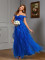 Solid color one shoulder strapless mesh long elegant slim fit banquet evening gown