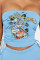 Women's clothing positioning printed chest wrapped shorts set