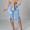 New elastic fringe ripped jeans  Middle pants girl