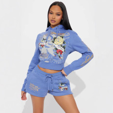 Shorts, casual set, printed top, shorts, fashionable new style