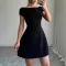 Elegant and exquisite backless slim fit short sleeved dress for women