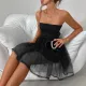 Temperament mesh sequin strapless tight dress