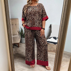 Large casual loose straight leg pants set for summer