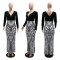 V-neck sexy dress, fashionable Korean velvet long sleeved sequin dress, long skirt, women's clothing
