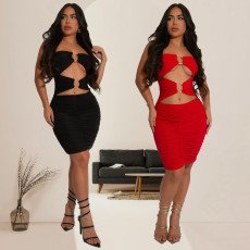 Fashionable women's sexy temperament pleated skirt tight fitting dress new