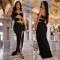 Fashion women's solid color slim fit sexy slit jumpsuit new