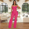 Fashionable women's sexy slim fit lace hollow suspender jumpsuit
