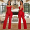 Fashionable women's sexy slim fit lace hollow suspender jumpsuit