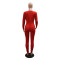 Sexy V-neck rhinestone jumpsuit slim fit pencil pants women's solid color long sleeved pants