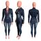 Repair height, stretch, small ankle, wash water, long sleeved denim jumpsuit, jumpsuit