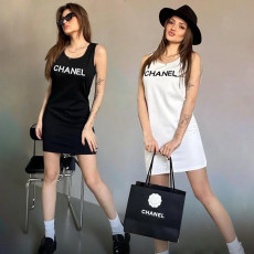 New Fashion Letter Embossed Embroidered Sleeveless Dress in 2 Colors in Stock
