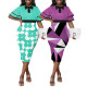 Sexy and fashionable digital printed long sleeved women's dress