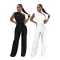 Sexy and fashionable solid color single shoulder diagonal collar women's jumpsuit