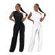 Sexy and fashionable solid color single shoulder diagonal collar women's jumpsuit