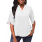 Casual Fashion Solid Color Women's Button V-neck Top