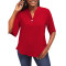 Casual Fashion Solid Color Women's Button V-neck Top