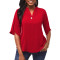 Casual Fashion Solid Color Women's Button V-neck Top