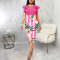 Sexy and fashionable digital printed short sleeved round neck women's dress