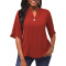 Casual Fashion Solid Color Women's Button V-neck Top