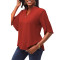 Casual Fashion Solid Color Women's Button V-neck Top