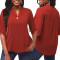 Casual Fashion Solid Color Women's Button V-neck Top
