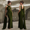 Fashionable women's casual elegant long skirt with ribbon solid color dress