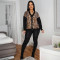 Retro lazy style leopard print V-neck sequined jacket, women's loose cardigan top, foreign trade style