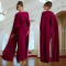 Fashionable women's casual elegant shawl long skirt round neck dress