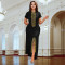 Fashionable women's rhinestone bag arm slit elegant slim fit dress