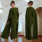 Fashionable women's casual elegant shawl long skirt round neck dress