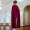 Fashionable women's casual elegant shawl long skirt round neck dress